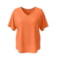 thumbnail image 6 of ZHOGXU Womens Summer T Shirt Short Sleeve V Neck Solid Color Comfortable Lightweight Breathable Tee Top For Casual Daily Wear,Orange,L, 6 of 6