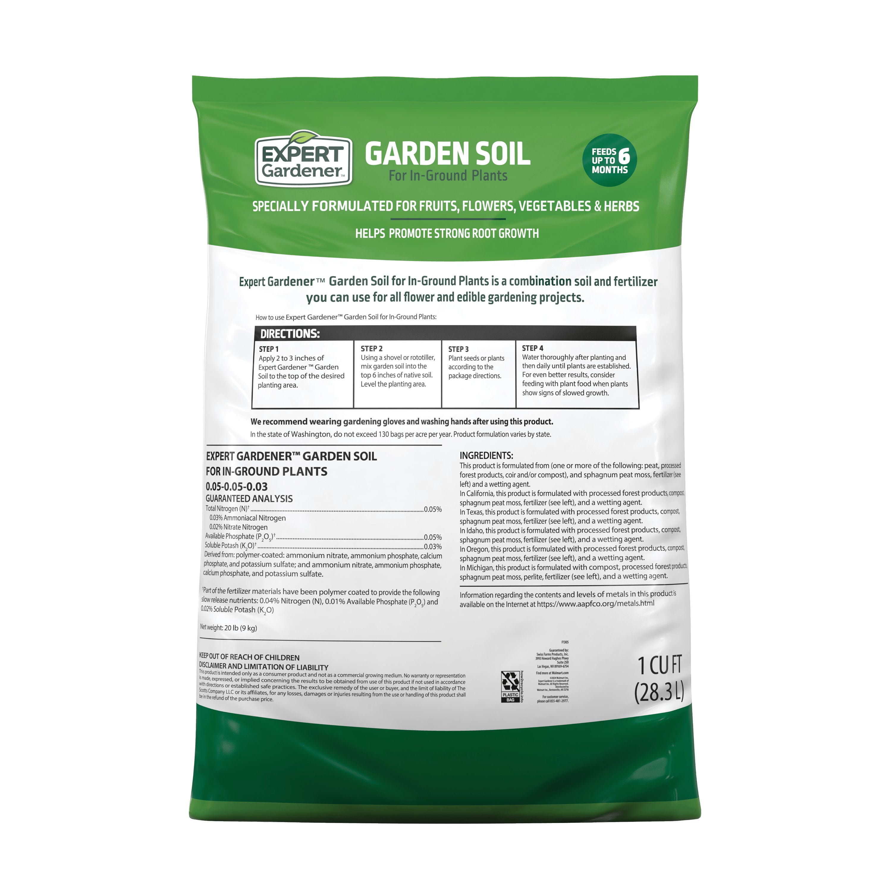 Expert Gardener Garden Soil for In-Ground Plants, 1 cu. ft.