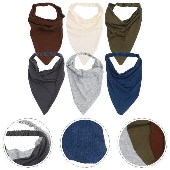 ibasenice 6Pcs Elastic Hair Bandanas with Triangle Scarf Design Breathable Lightweight Assorted Colors