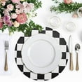 thumbnail image 4 of Ryvnso White and Black Checkered Grid Art Pattern Round Plate Mats Dining Table Placemat Set of 4 for Holiday Decoration, 4 of 7
