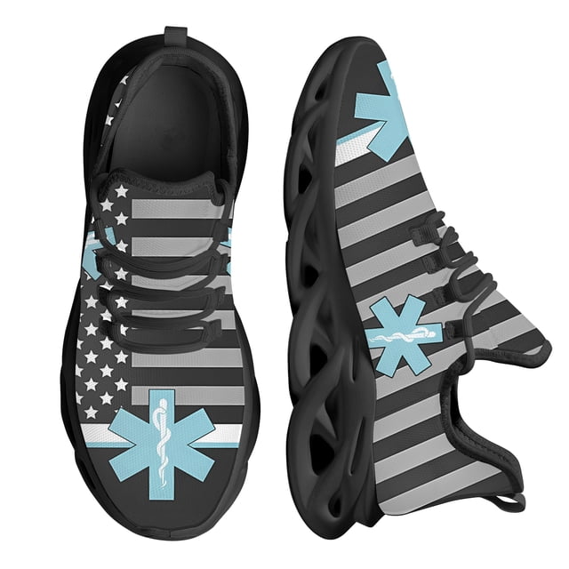 Zapatillas deportivas ligeras con plataforma y cordones para mujer, de malla con estampado EMT First Responder EMS, tenis médicos