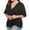 Black, variant on USSUMA Women Plus Size Tops Blouse Short Sleeve V-neck Blouse Pleated Hem Shirt Clearance Black XXXL