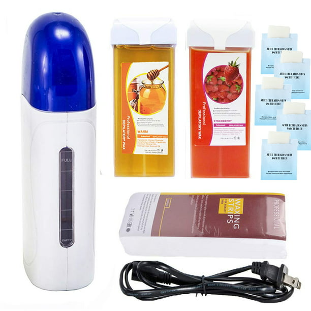 iMeshbean Wax Heater Roller Depilatory Roll on Wax Strips Portable Removal Waxing Machine Kit for and Women (Honey + Strawberry) - Walmart.com
