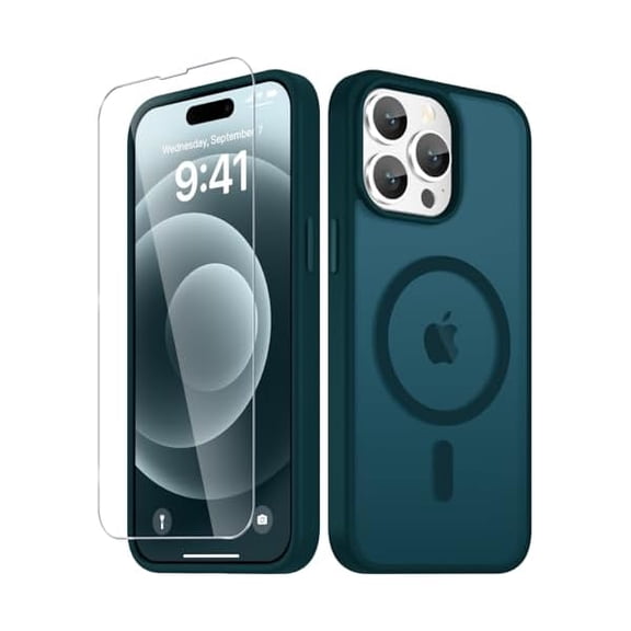 Eryueer for iPhone 15 Pro Max Case, Matte Magnetic Phone Cover [with 1 Screen Protector] [Support for MagSafe] [Shockproof Military Grade Protection] Translucent Frosted Back, Blue