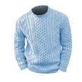 thumbnail image 4 of Huresd Men's Fisherman Cable Crewneck Sweater Winter Casual Sweater for Men Knitted Pullover Sweaters with Ribbing Edge Blue XL, 4 of 7