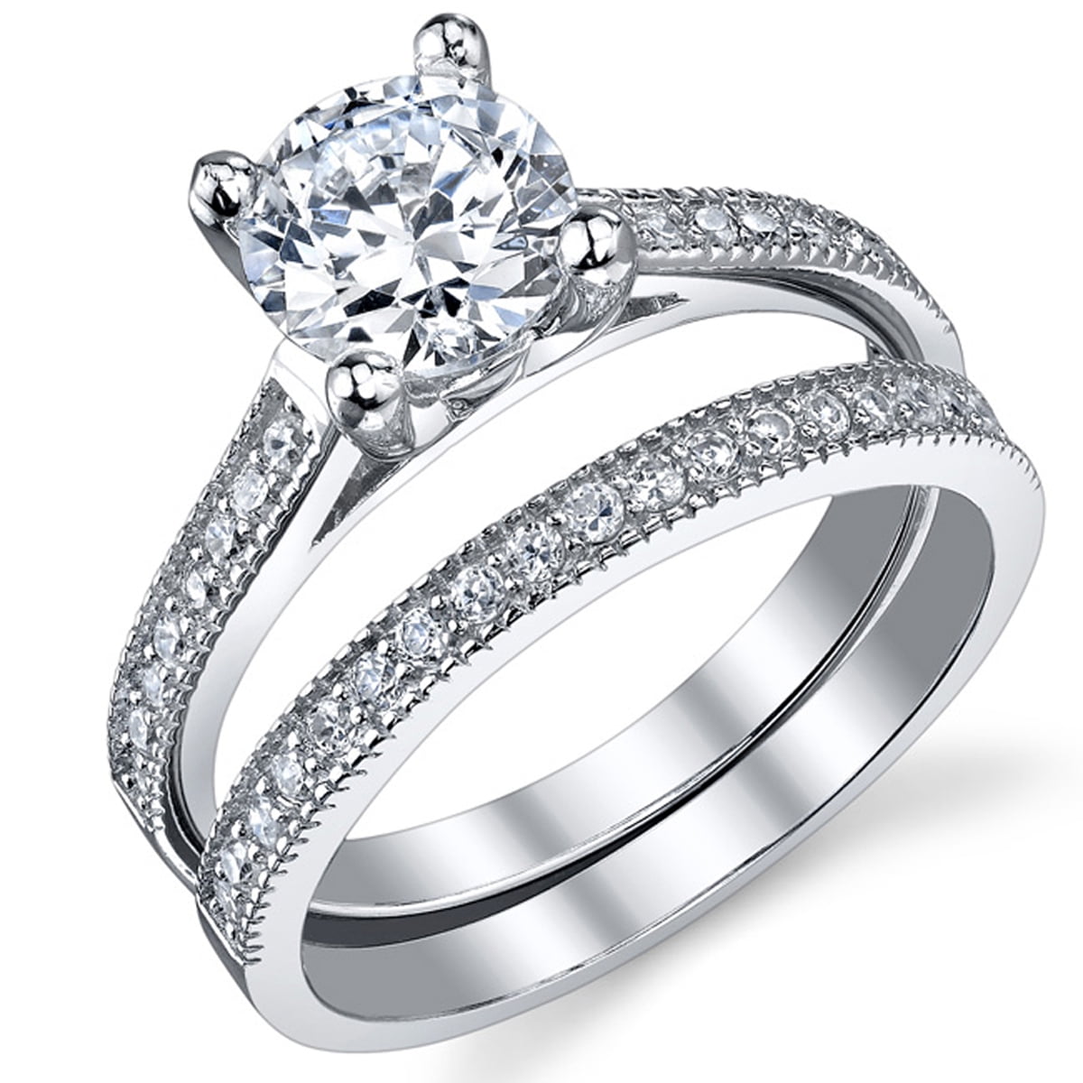 TAKAR Sterling Silver Cubic Zirconia Solitaire Ring - 1.43 CT Round Cut Engagement Ring