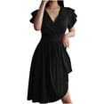thumbnail image 5 of Inleife Womens Summer Dresses Women's Casual Fashion V-Neck Short Sleeve Solid Dress, 5 of 7