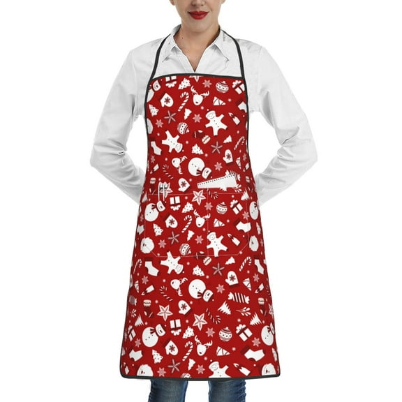 Rocae Red Christmas Cheer. for Kitchen Aprons for Women Adjustable Cooking Kitchen Chef Apron for Men with Pockets