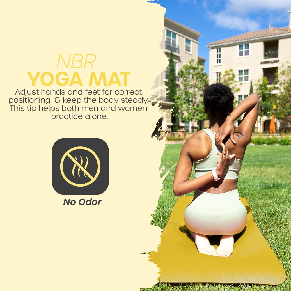 Yoga Mat 10 mm Thickness with Carry Strap | Lightweight and Non slip Yoga Mat For Pilates, Yoga | Free eBook For Mat Workouts