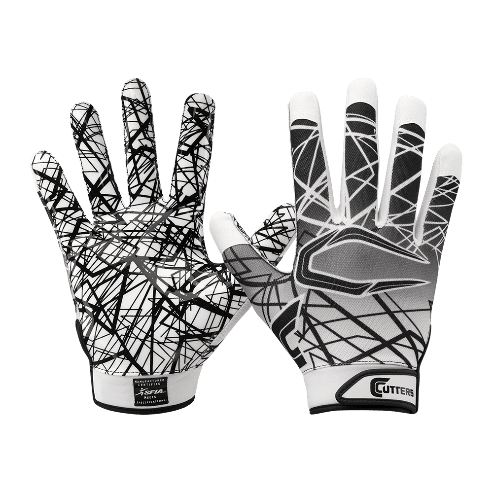 Cutters | Game Day Football Receiver Glove with Silicone Grip, One Pair, Adult Large, Black