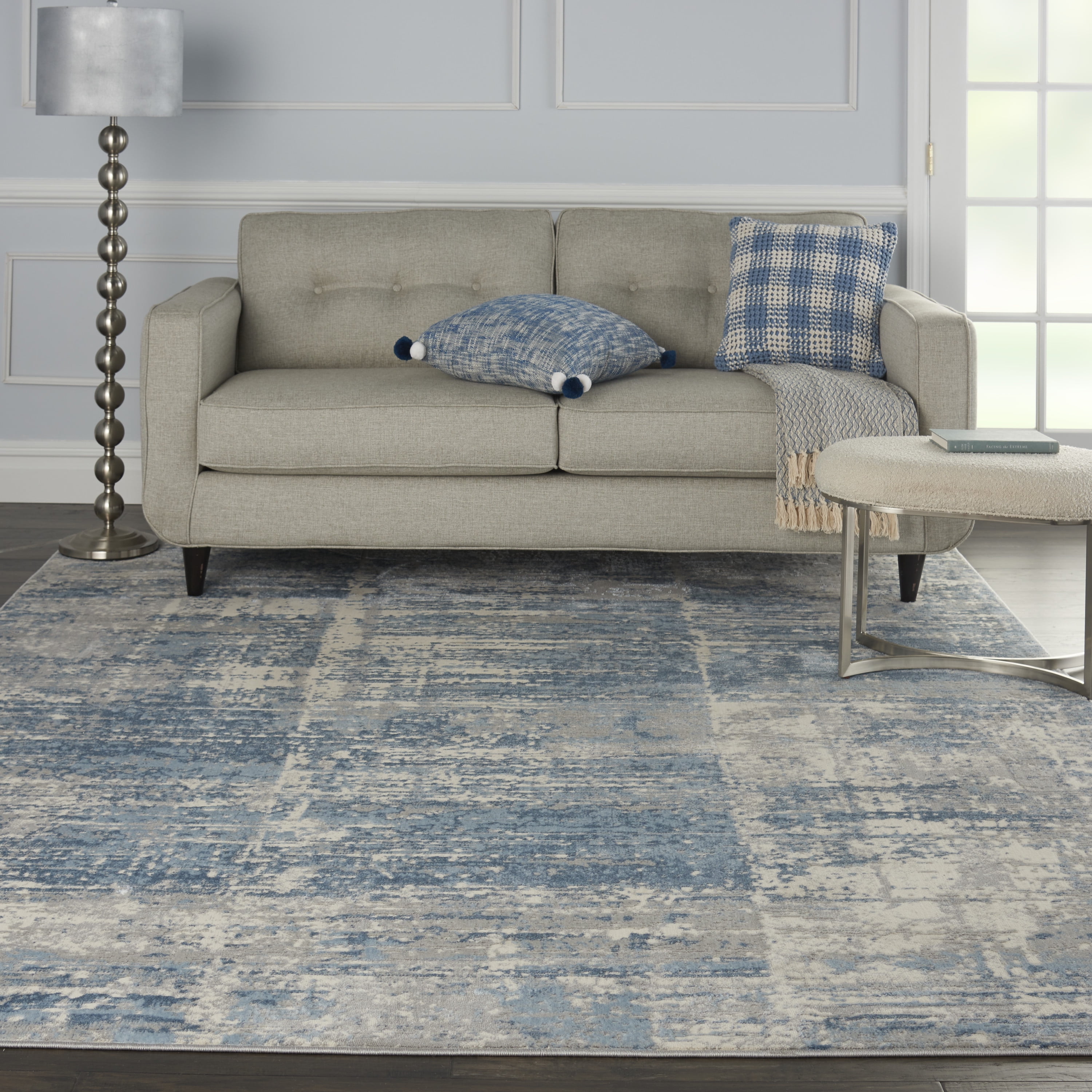 Nourison Solace Abstract Ivory/Grey/Blue 8' x 10' Area Rug Walmart