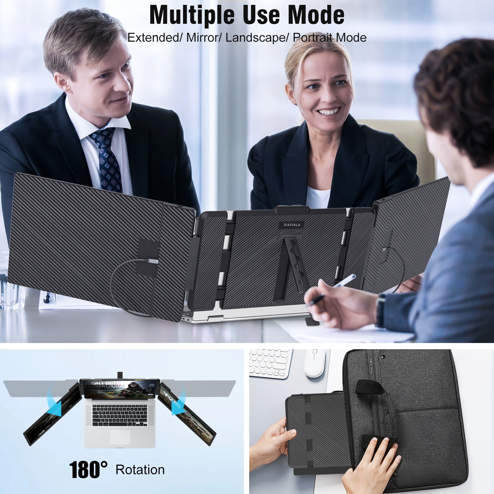 Laptop Screen Extender, 14" 1080P FHD IPS Display for 13"-17.3" Laptops, Portable Monitor Innovation Statues,