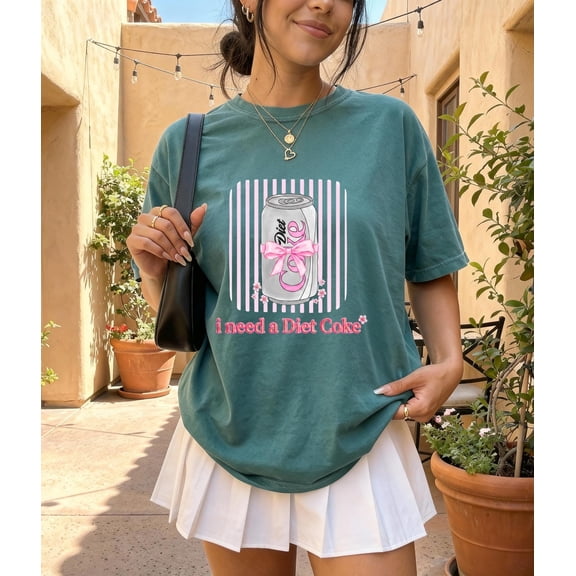 I Need A Diet Coke Shirt, Pink Coquette Bow Graphic Tee, Vintage Soda Can Ribbon Top , Diet Coke Lover Gift, Humor Shirt