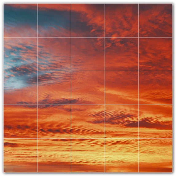 Picture-Tiles.com: Sunset Ceramic Tile Wall Mural WAL501000-55L. 40"W x 40"H using (25) 8" x 8" Ceramic Tiles-Satin Finish