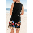 thumbnail image 2 of Cupshe Women's Black Sleeveless Floral Embroidered Hem Mini Dress, Size S-XL, 2 of 5
