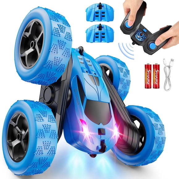 Luxeline RC Stunt Car for Kids Ages 6+, 4WD Double Sided Remote Control Car 360° Rotating with LED Headlights, Durable Off-Road Toy, Birthday & Christmas Gift for Boys and Girls