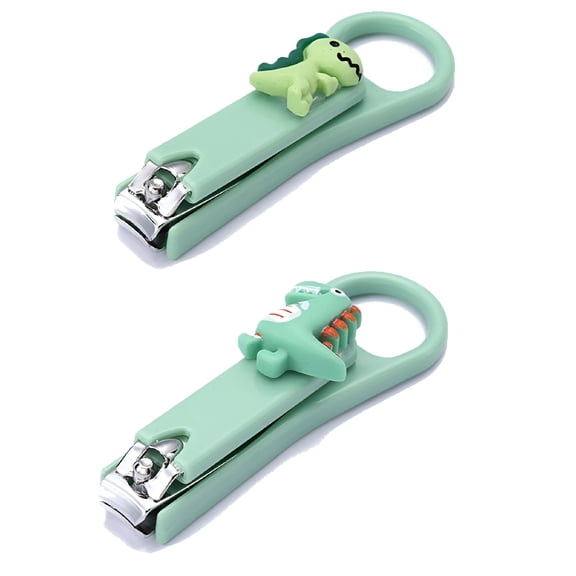 EXLEAF 2 Pack Kids Fingernail Clippers with Cartoon Design, Splash Proof Foldable Nail Trimmer for Children and Adults, Sharp Stainless Steel Blades for Personal Grooming and Family Nail Care