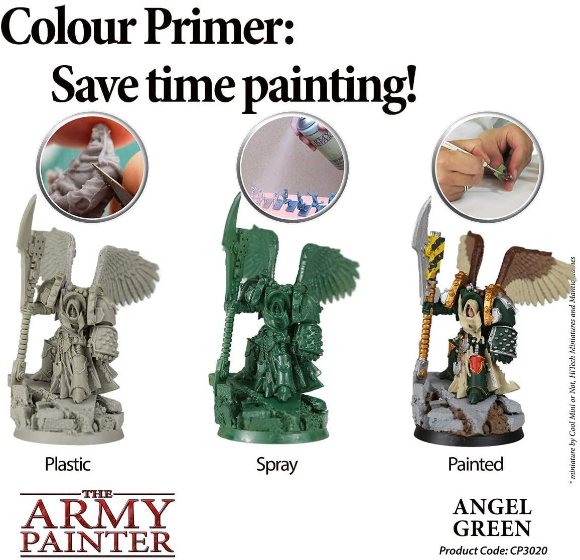 The Army Painter Color Primer Spray Paint, Angel Green, 400ml, 13.5oz - Acrylic Spray Undercoat for Miniature Painting - Spray Primer for Plastic Miniatures