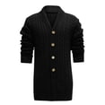 thumbnail image 4 of Men's Cable Knit Long Cardigan Button Front Shawl Collar Sweater Coat, 4 of 6
