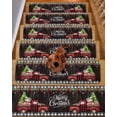 thumbnail image 2 of Merry Christmas Stair Treads for Wooden Steps Indoor Runner Rug Carpet, Xmas Tree Truck Balls Gifts Brown Wood 15 Pieces Peel and Stick Staircase Step Treads Covers Washable Throw Door Mats, 30"x8", 2 of 7