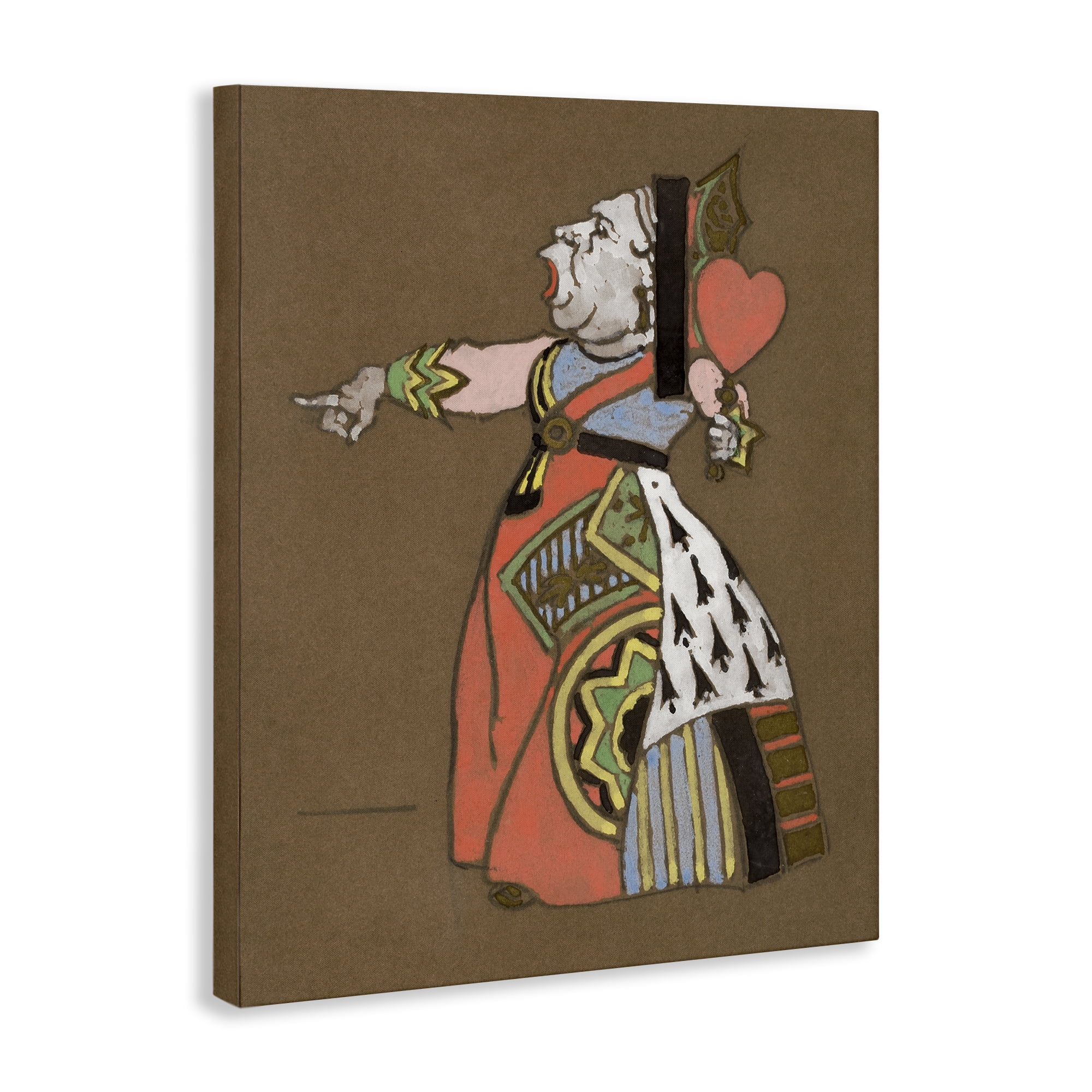 Stupell Industries Antique Queen of Hearts Entertainment Painting Wrapped Canvas Art Print Wall Art, 16 x 20