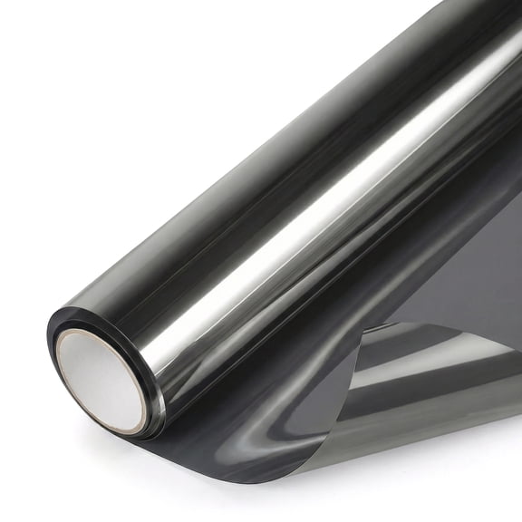 DualFerv Window Privacy Film One Way Mirror Film Daytime Privacy Static Non-Adhesive Decorative Heat Control Anti UV Window Tint for Home and Office Black Silver35.43''x7118.1''