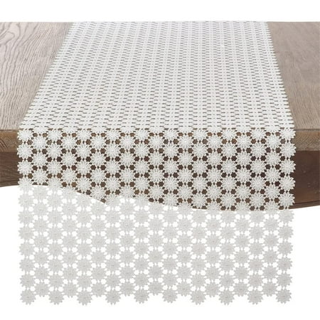 

Fennco Styles Delicate Openwork Floral Design Antique Lace Table Runner 16 W x 54 L - Ivory Elegant Table Cover for Home Dining Room Banquets Weddings Holidays and Special Events