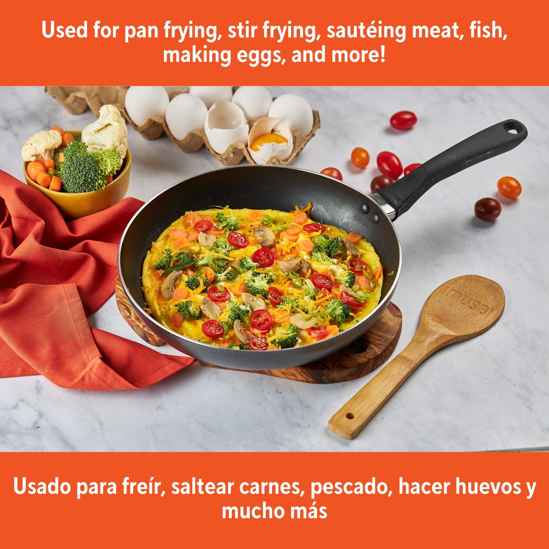 (2 pack) IMUSA 10in Charcoal Aluminum Nonstick Fry Pan with Soft Touch Handle, Black