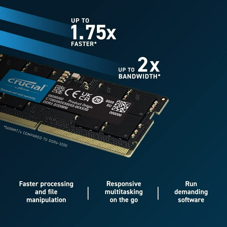 Crucial RAM 16GB DDR5 5600MT/s (or 5200MT/s or 4800MT/s Crucial RAM 16GB DDR5 5600MT/s (or 5200MT/s or 4800MT/s