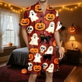 thumbnail image 3 of Sunbona Halloween Print Pajama Soft Loungewear Sleepwear Nightwear soft comfortable pajamas Costume Party Outfit Comfortable Long Sleeve Top Pants，sizes 2-3x, 3 of 5