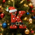 thumbnail image 3 of Cute Santa Claus Monogram Christmas Ornament, Flat Acrylic Personalized Initial Christmas Tree Ornament with Santa Hat, Xmas Stocking Tag, Farmhouse Rustic Monogram Decoration - Letter K, 3 of 5
