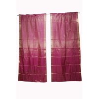 Mogul 2 Indian Sari Curtain Window Treatment Drape Panel Brocade Border Rod Pocket Handmade Curtains Home Décor 96 inch