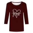 thumbnail image 4 of Xihbxyly Blouses pour Femmes Manches 3/4 T-shirt Imprimé Mode Manches 3/4 Blouse Col Rond Hauts Décontractés, 4 of 4
