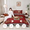 thumbnail image 3 of Homewish Boho Cross Rhombus Full Size Comforter Sets,Vintage Bohemian Bedding Comforter Set,Red Green,Black Reversible,3 Pieces,1 Comforter and 2 Pillowcases, 3 of 7