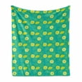 thumbnail image 1 of Summer Soft Flannel Fleece Throw Blanket, Pattern of Halved and Whole Lemons Citrus, Cozy Plush for Indoor and Outdoor Use, 50" x 70", Yellow Shamrock Green, by Ambesonne, 1 of 6