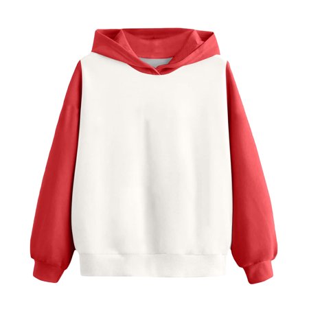 

Hngshg Girls Boys Hooded Sweatshirts Color Block Loose Casual Long Sleeve Hoodies Pullover Tops for Kids