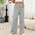thumbnail image 4 of PNTUTB Women's Fashionable Versatile Striped Casual Relaxed Comfortable Drawstring Wide Leg Pants with Pockets, 4 of 6