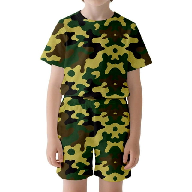 Aocisk Clothing Set for Outdoor Training Physical Fitness Training Performance for Children Green 5-6 Years