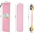thumbnail image 2 of Children Tableware Double-Headed Mud Cutlery Scraper Sppon Baby Fruit Food Supplement Spoon Multifunctional Fruit Puree Scoop,Pink Gold, 2 of 3