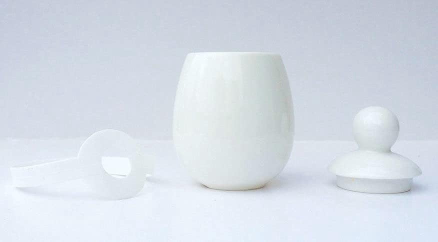 AggCoddler - Porcelain & Silicone Egg Cooker - Easily Cook Eggs with Toppings & Mix-Ins - Microwave & Dishwasher Safe - Steam, Poach, Boil Eggs - Displays Well in Kitchen (White - Malin)�
