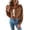 Brown, variant on cocolona Cropped Jackets for Women Lapel Button Down Trendy Tops Casual Long Sleeve Fall Short Outerwear