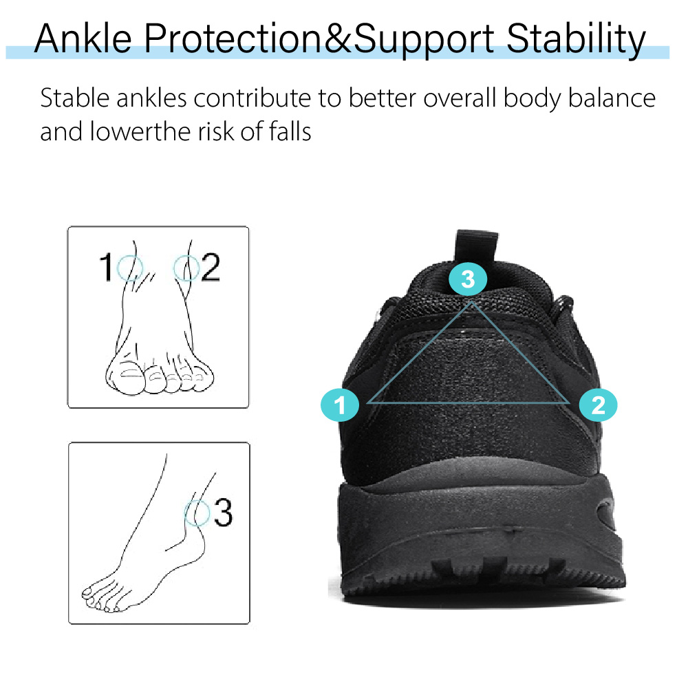 Mens Hiking Shoes Outdoor Lightweight Non-slip Breathable Sneakers Trekking Waterproof Comfortable Off-Road Shoes Black 9.5 US