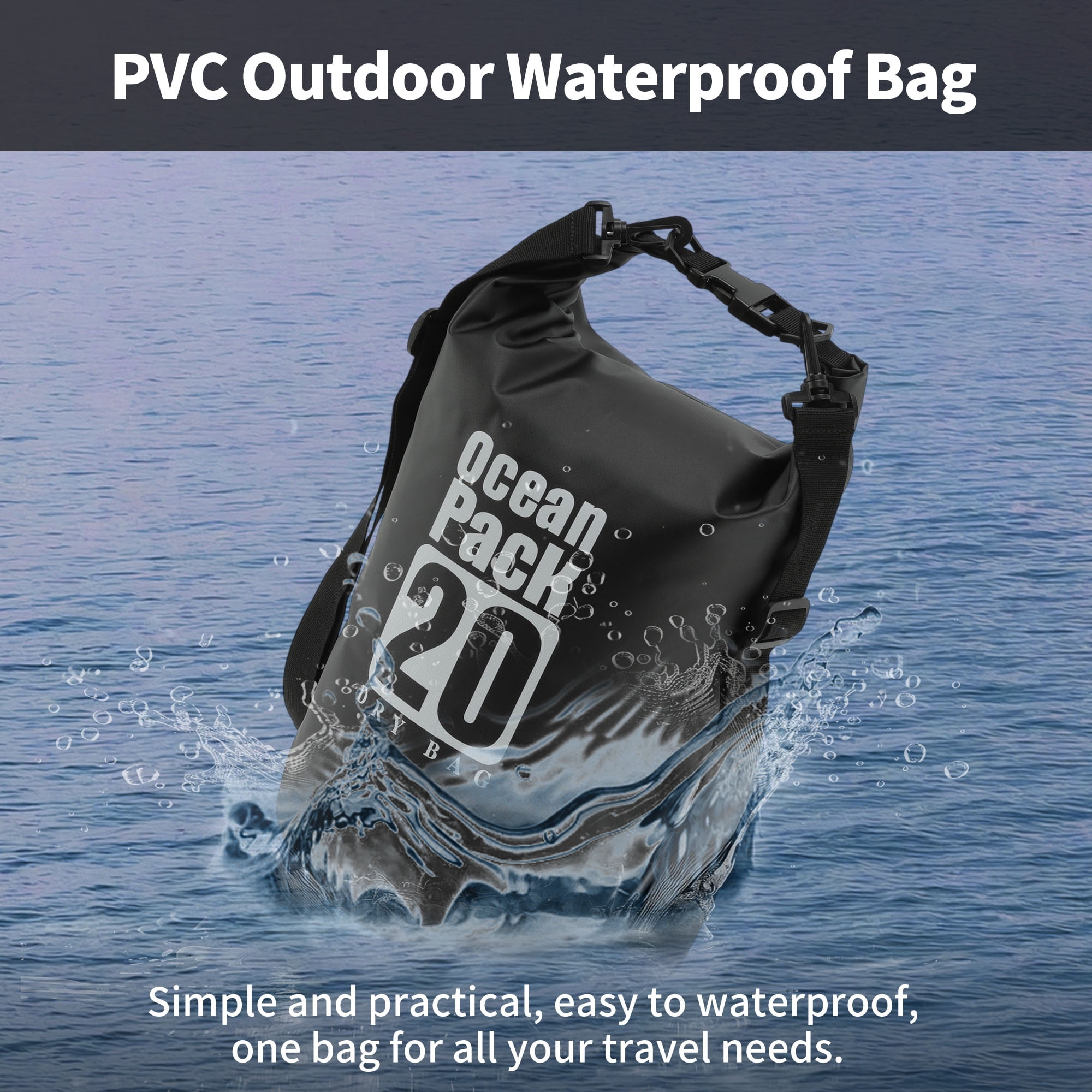 Unique Bargains Durable Waterproof Dry Bag Black