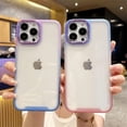thumbnail image 2 of Compatible with iPhone Case,Gradient Colorful Frame Edge Border Electro Plated Metal Camera Lens Protective Clear Soft Shockproof Cover Phone Case (Purple,iPhone 12 Pro Max), 2 of 7