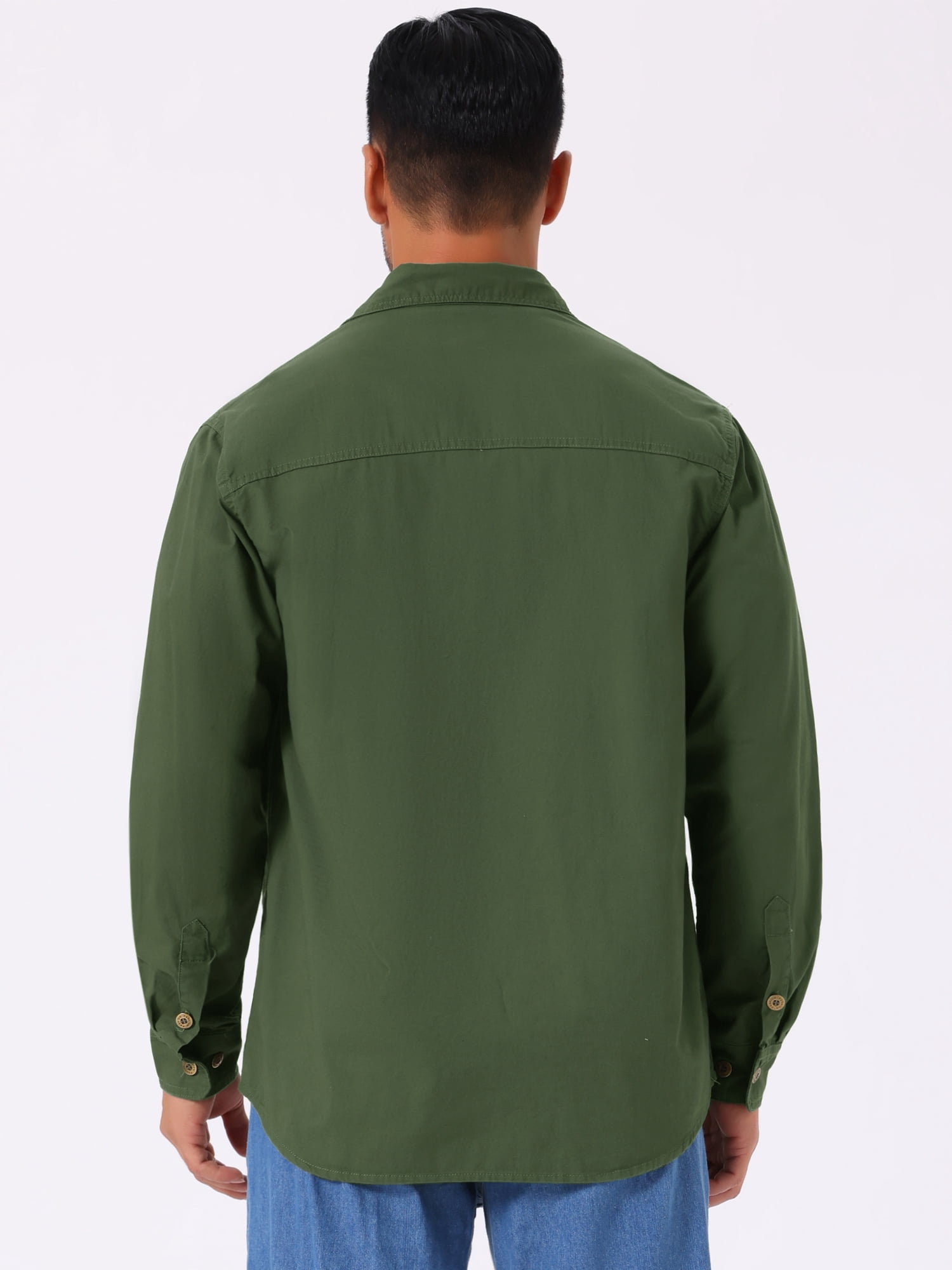 DARING DIVA Men's Casual Workwear Long Sleeve Button Down Hiking Shirts S Olive Green