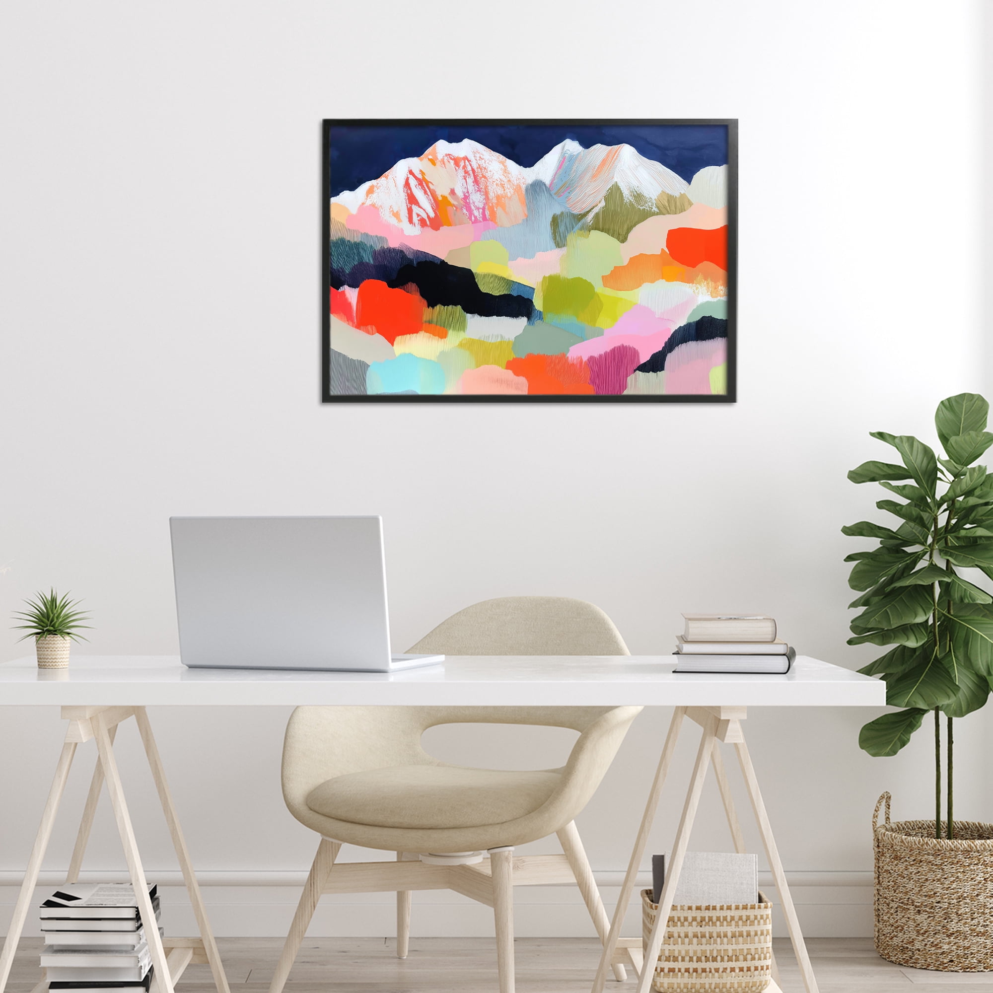 Stupell Industries Alpine Glow in Vibrant Mountains Black Framed Giclee Art, design by Chromatic Storm Studio