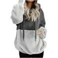 thumbnail image 1 of Birdeem Sweat à Capuche Patchwork pour Femmes Fermeture Éclair Manches Longues Hauts Blouse, 1 of 1