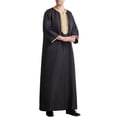 thumbnail image 4 of IROINNID Deals Men's Muslim Robe Arab Middle Robe Long Style 8/4 Sleeve Embroidered Standing Neck Long Shirt Robe,Black, 4 of 9