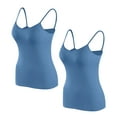thumbnail image 2 of Njoeus Womens Tops Young Adult Tank Top 2 Piece Womens Modals Camisole Spaghetti Strap Tank Tops with Shelf Bra Stretch Undershirts Soft Comfort Basic Cami Tank Tops with Built in Bras Off The Shoulde, 2 of 4