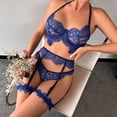 thumbnail image 4 of DISKEBUISS Womens Lingeries Garter Set Lace Lingerie With Underwire 2 Piece Push Up Blue L, 4 of 8